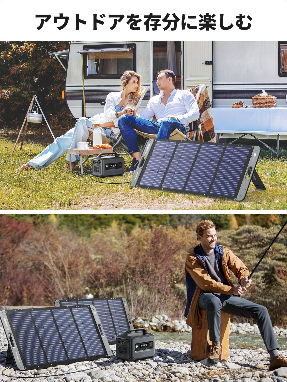 Amazon.co.jp: UGREEN ソーラーパネル 100W 折畳式 ポータブル電源用